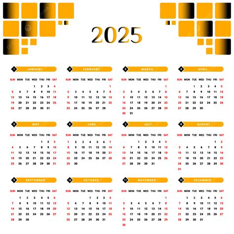 Black And Yellow Unique Design Calendar Vector Calendar Calendar