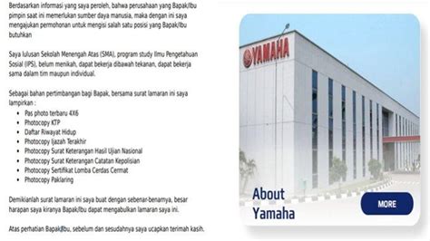 Tag Surat Lamaran Kerja Di Yamaha Motor Indonesia 2 Contoh Surat