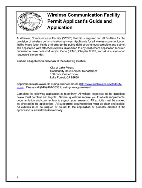 Fillable Online Wireless Communication Facility Permit Applicant S