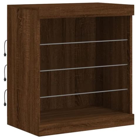 Drfeify Buffet avec lumières LED chêne marron 60 5x37x67 cm A836699