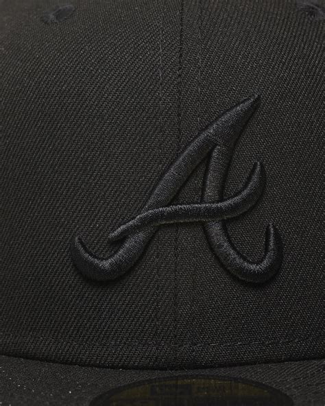 New Era Atlanta Braves Black On Black 59fifty Fitted Blackblack Mencap