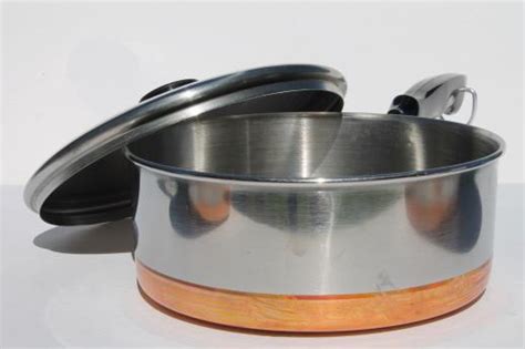 70s Vintage Copper Bottom Stainless Steel Pots And Pans Set By Korea