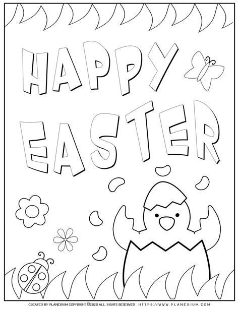 Easter Coloring Page Happy Easter Sign Planerium