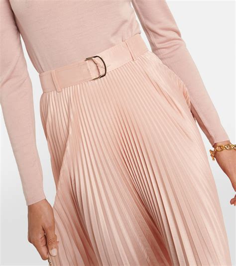 Max Mara Pleated Silk Blend Midi Skirt Max Mara