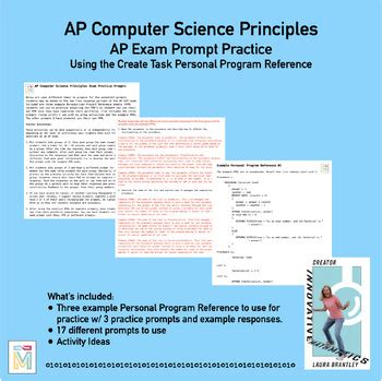 Ap Computer Science Principles Exam Create Task Prompt Practice Tpt