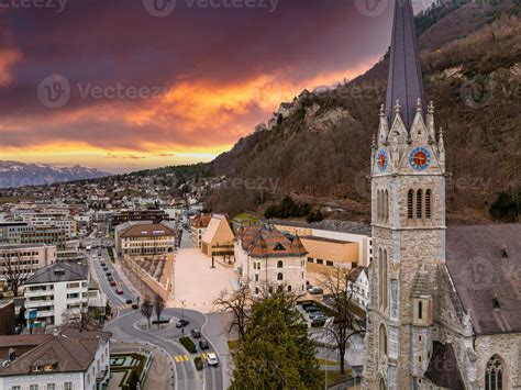 Aerial View Of Cathedral Of St Florin In Vaduz Liechtenstein 6970188