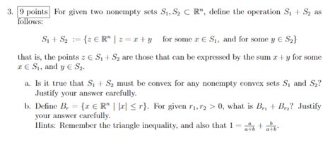 Solved Points For Given Two Nonempty Sets S S Cr Chegg