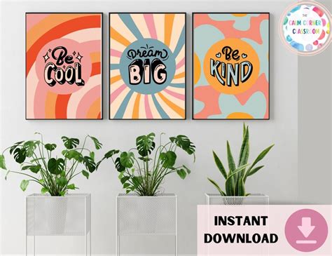 Groovy Retro Classroom Decor Motivational Posters Classroom Etsy