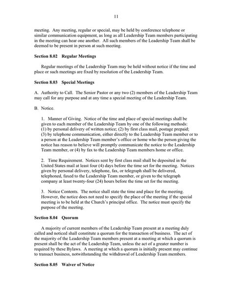 Church Bylaws Template