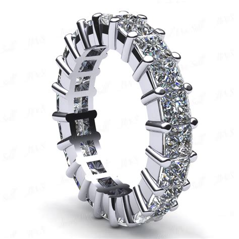 4 15Ct Princess Diamond Shared Prong Eternity Wedding Band Ring