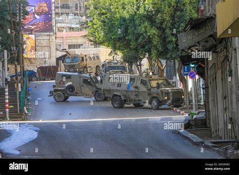 Nablus Palestine Th Dec Israeli Armoured Vehicle Take