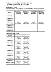 CALENDARIO ATTIVITA CACCIA DI SELEZIONE STAGIONE VENATORIA 2024 2025