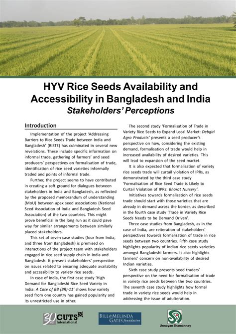 (PDF) HYV Rice Seeds Availability and Accessibility in Bangladesh and India: Stakeholders ...