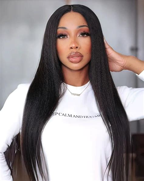 Light Yaki 360 Lace Front Wig Brazilian Hair 16inch Instock