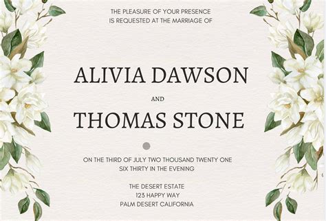 Wedding Invitation Template 7x5 Canva Editable Template Etsy