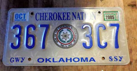 OKLAHOMA CHEROKEE NATION TRIBAL LICENSE PLATE