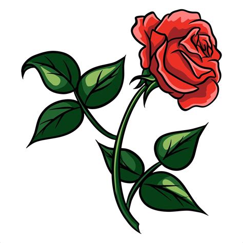 Red Rose Cartoon Style On A White Background Vector Art At Vecteezy