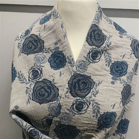 Hilco Jacquard Riposto Blumen Blau Hellgrau Beidseitig