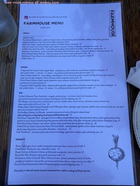 Menu at Farmhouse at Roger's Gardens restaurant, Newport Beach