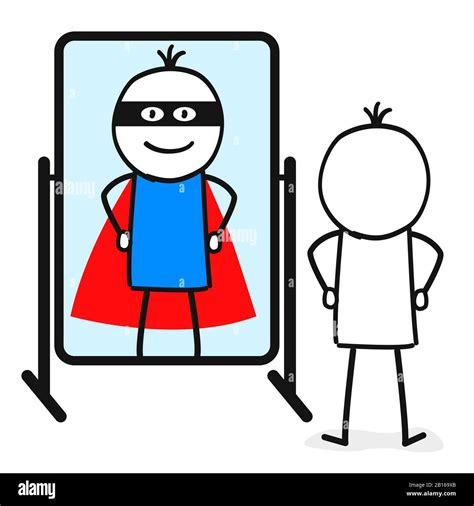 Superheroe Selfreflection In The Mirror Stock Vector Image And Art Alamy