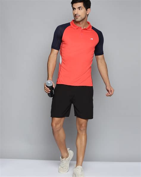 Buy Mens Orange Color Block Polo T Shirt For Men Orange Online At Bewakoof