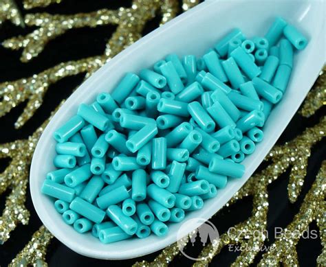 20g Opaque Turquoise Czech Glass Tube Seed Beads PRECIOSA Rocaille