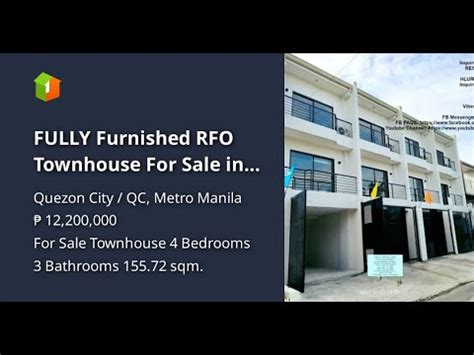 FULLY Furnished RFO Townhouse For Sale In Bahay Toro Project 8 QC YouTube