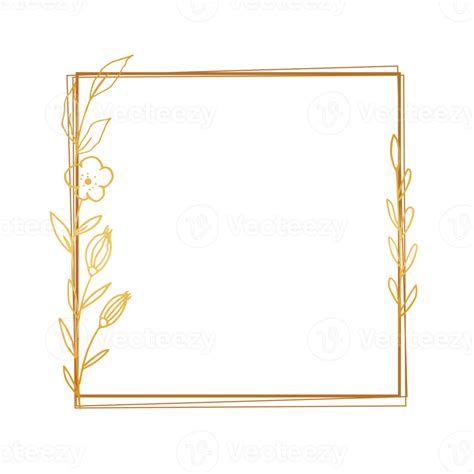 Oro Floral Frontera Con Mano Dibujado Hojas Y Flor Para Boda Invitación Gracias Usted Tarjeta