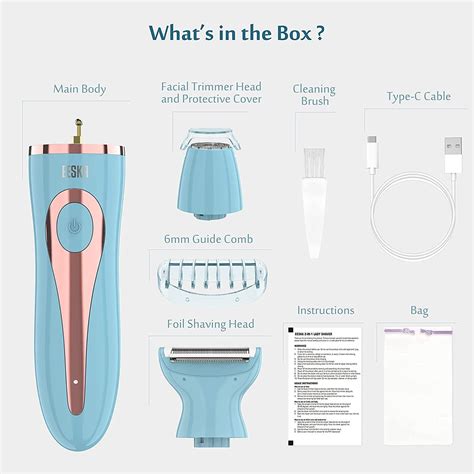 EESKA 2 In 1 Electric Razor For Women Bikini Trimmer Body Hair