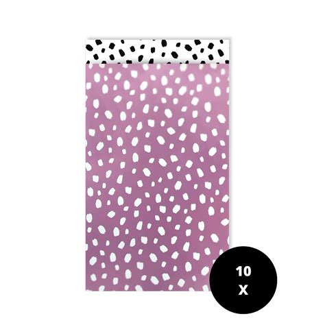 Cadeauzakjes Per Tien Stuks Dots Lila 12x19 Cm Star Copy Print