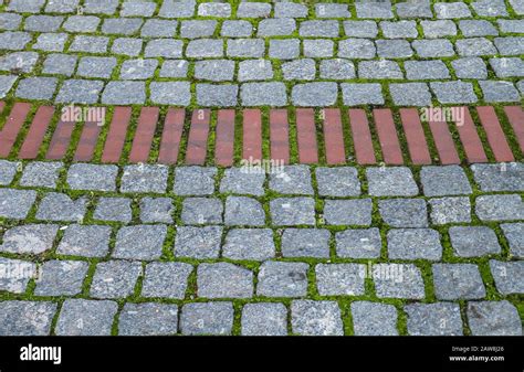 Detailed Close Up View On Cobblestone Street Textures In High