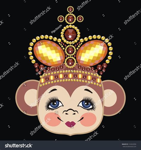 Monkey Crown Monkey Queen Pattern Head Stock Vector Royalty Free