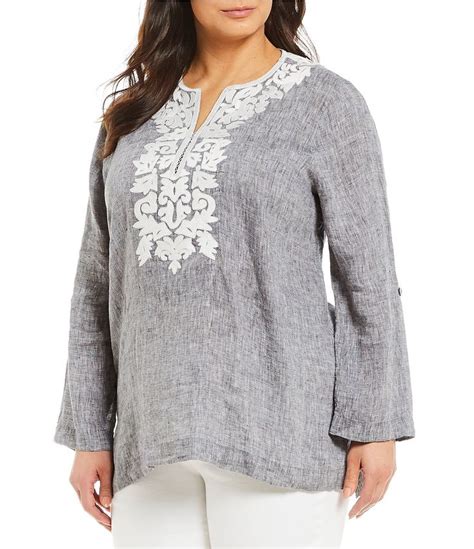 Shop For John Mark Plus Size Embroidered Tunic Top At