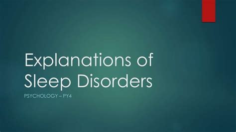 Explanations Of Sleep Disorders Ppt