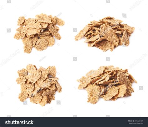 Pile Wholegrain Cereal Flakes Isolated Over Stock Photo