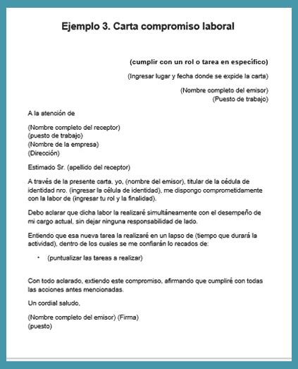 Carta De Compromiso Laboral Ejemplos Descargables