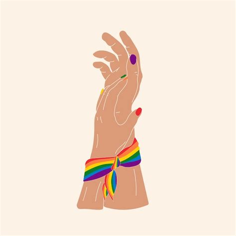 Manos Atadas Corazones Lgbt Vector En Estilo De Dibujos Animados