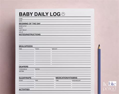 Printable Baby Daily Log Template Etsy