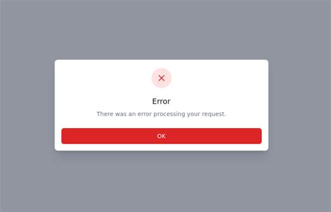 Error Popup Modal Tailwind CSS Example