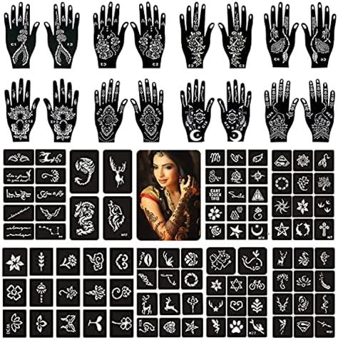 Amazon Henna Tattoo Kit Stencils Temporary Reusable Unisex Tattoo