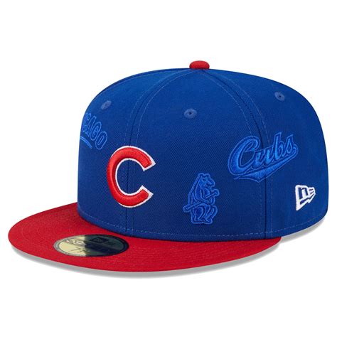 Chicago Cubs New Era Multi Logo 59FIFTY Fitted Hat - Royal/Red