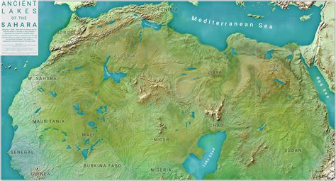 Megalakes in the Green Sahara during the last Ice Age, about 20,000 ...