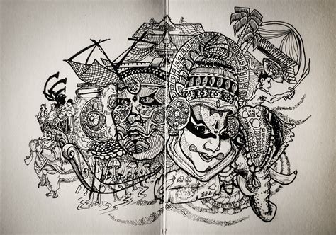 Illustration Kerala Doodle Art