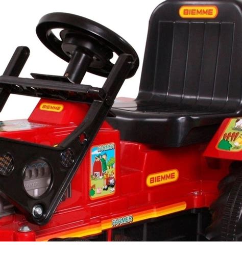 Trator Infantil Pedal Farmer Pá Vermelho Biemme 108 cm x 60 cm x 60