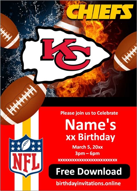 Kansas City Chiefs Invitations Birthday Invitations