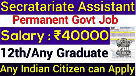 Permanent Govt Jobs For Th Pass Any Graduate I Rs Fee I Apply