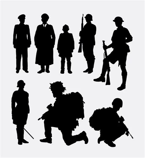 Silhouettes Soldats Images Vectorielles Silhouettes Soldats Vecteurs