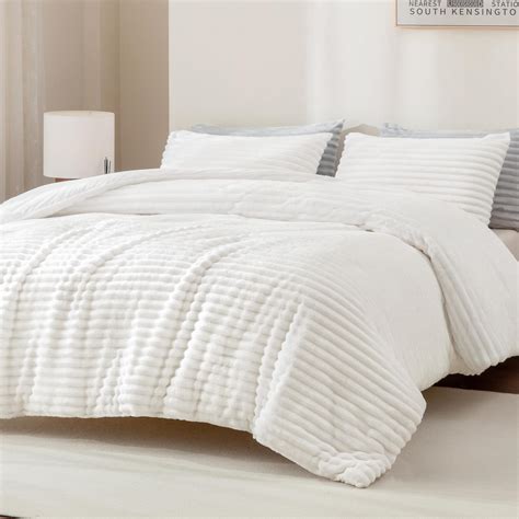 Andency Fluffy King Size Comforter Set Super Soft White Comforter King