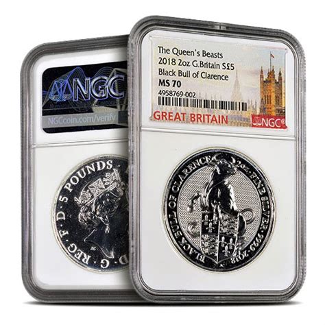 Silver British Queens Beast Black Bull Coins Ngc Ms Silver