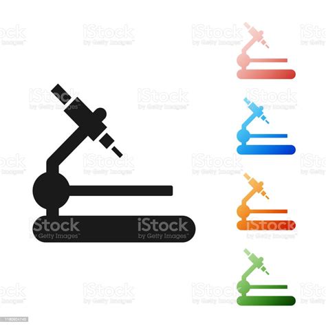 Black Microscope Icon Isolated On White Background Chemistry